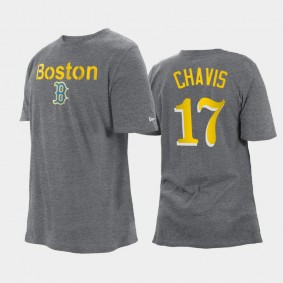 2021 City Connect Boston Red Sox #17 Michael Chavis Big & Tall Heathered Gray T-Shirt