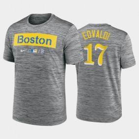 2021 City Connect Boston Red Sox #17 Nathan Eovaldi Baseball Anthracite T-Shirt