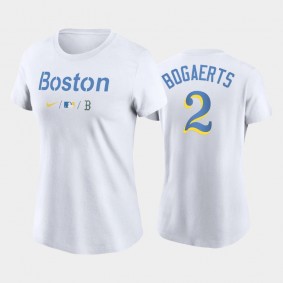 2021 City Connect Boston Red Sox #2 Xander Bogaerts Wordmark White T-Shirt