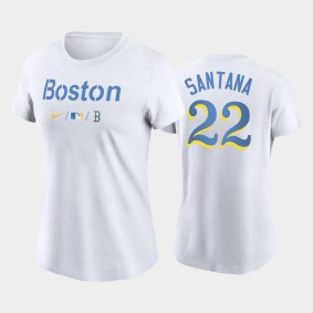 2021 City Connect Boston Red Sox #22 Danny Santana Wordmark White T-Shirt