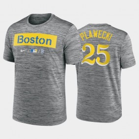 2021 City Connect Boston Red Sox #25 Kevin Plawecki Baseball Anthracite T-Shirt