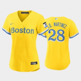 2021 City Connect Boston Red Sox #28 J.D. Martinez Replica Gold Women's Jersey