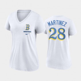 2021 City Connect Boston Red Sox #28 J.D. Martinez Tri-Blend White T-Shirt