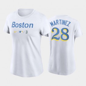 2021 City Connect Boston Red Sox #28 J.D. Martinez Wordmark White T-Shirt