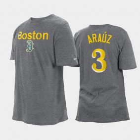 2021 City Connect Boston Red Sox #3 Jonathan Arauz Big & Tall Heathered Gray T-Shirt