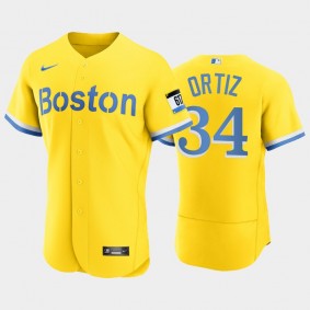 2021 City Connect Boston Red Sox #34 David Ortiz Authentic Gold Men's Jersey