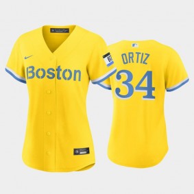 2021 City Connect Boston Red Sox #34 David Ortiz Replica Gold Women's Jersey