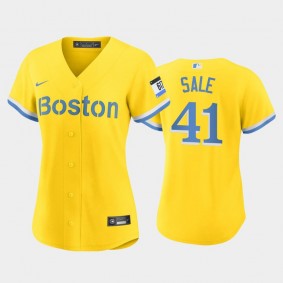 2021 City Connect Boston Red Sox #41 Chris Sale Replica Gold Women's Jersey