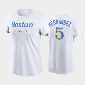 2021 City Connect Boston Red Sox #5 Enrique Hernandez Wordmark White T-Shirt