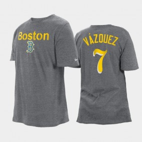 2021 City Connect Boston Red Sox #7 Christian Vazquez Big & Tall Heathered Gray T-Shirt