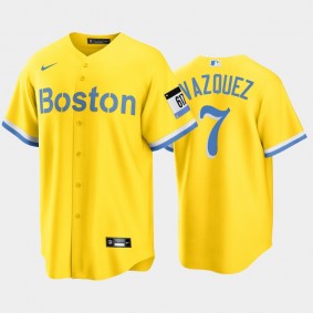 2021 City Connect Boston Red Sox #7 Christian Vazquez Replica Gold Men's Jersey