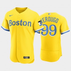 2021 City Connect Boston Red Sox #99 Alex Verdugo Authentic Gold Men's Jersey