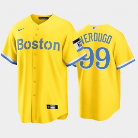 2021 City Connect Boston Red Sox #99 Alex Verdugo Replica Gold Men's Jersey