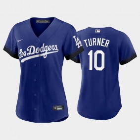 2021 City Connect Dodgers #10 Justin Turner Royal Women's Replica Jersey