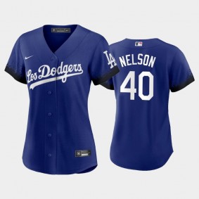 2021 City Connect Dodgers #40 Jimmy Nelson Royal Women's Replica Jersey