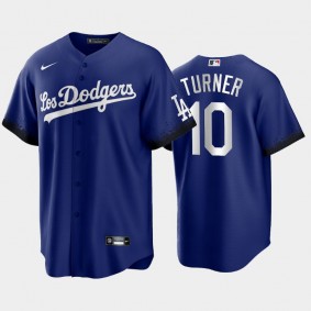 2021 City Connect Dodgers #10 Justin Turner Replica Jersey Royal