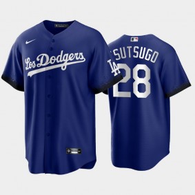 2021 City Connect Dodgers #28 Yoshi Tsutsugo Replica Jersey Royal