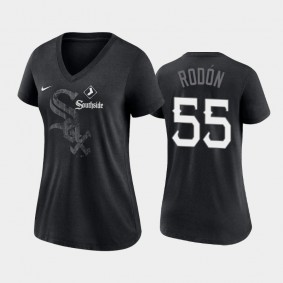 2021 City Connect White Sox #55 Carlos Rodon Tri-Blend Black T-Shirt