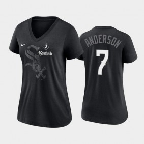 2021 City Connect White Sox #7 Tim Anderson Tri-Blend Black T-Shirt