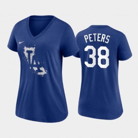 Women's 2021 City Connect Dodgers #38 D.J. Peters Tri-Blend Royal T-Shirt