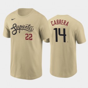 2021 City Connect Diamondbacks #14 Asdrubal Cabrera Wordmark Tan T-Shirt