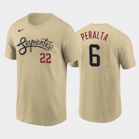 2021 City Connect Diamondbacks #6 David Peralta Wordmark Tan T-Shirt