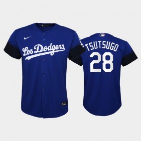 2021 City Connect Dodgers #28 Yoshi Tsutsugo Replica Royal Youth Jersey