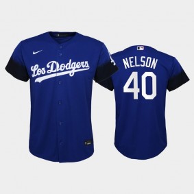 2021 City Connect Dodgers #40 Jimmy Nelson Replica Royal Youth Jersey