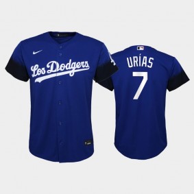 2021 City Connect Dodgers #7 Julio Urias Replica Royal Youth Jersey