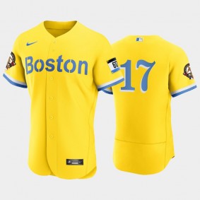 Gold 2021 Roberto Clemente Award Red Sox #17 City Connect Jersey