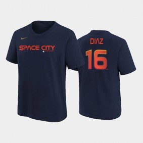 Houston Astros Youth 2022 City Connect Name & Number Navy Aledmys Diaz T-shirt