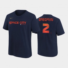 Houston Astros Youth 2022 City Connect Name & Number Navy Alex Bregman T-shirt