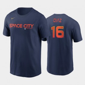 Men's #16 Aledmys Diaz Houston Astros Navy 2022 City Connect Name & Number T-shirt