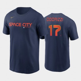 Men's #17 Jake Odorizzi Houston Astros Navy 2022 City Connect Name & Number T-shirt