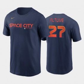 Men's #27 Jose Altuve Houston Astros Navy 2022 City Connect Name & Number T-shirt