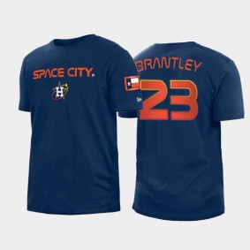 Men's #23 Michael Brantley Houston Astros Navy 2022 City Connect Team T-shirt