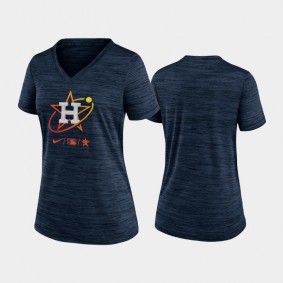 Women's V-Neck Houston Astros Navy 2022 City Connect Velocity Performance T-shirt