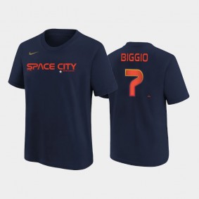 Houston Astros Youth 2022 City Connect Name & Number Navy Craig Biggio T-shirt