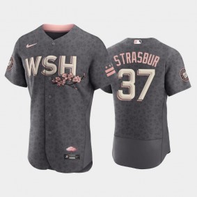 Washington Nationals Stephen Strasburg Bloom Authentic Gray Men's 2022 City Connect Jersey