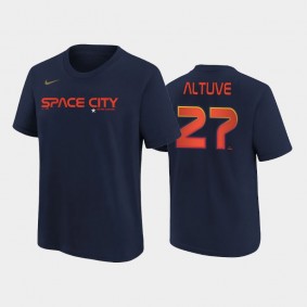 Houston Astros Youth 2022 City Connect Name & Number Navy Jose Altuve T-shirt