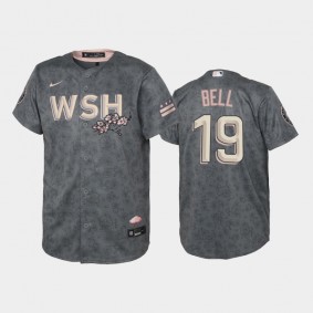 #19 Josh Bell 2022 City Connect Nationals Replica Bloom Gray Jersey