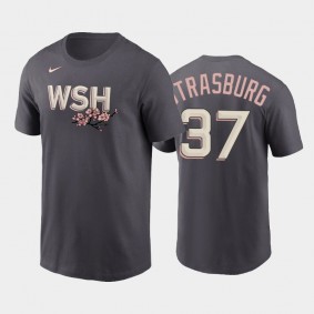 Men's 2022 City Connect Nationals #37 Stephen Strasburg Name & Number Gray T-shirt