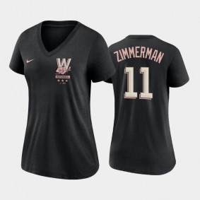 Women's #11 Ryan Zimmerman Washington Nationals Black 2022 City Connect V-Neck T-shirt