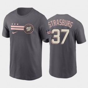 Men's #37 Stephen Strasburg Washington Nationals Gray 2022 City Connect Graphic T-shirt