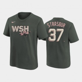 Youth #37 Stephen Strasburg Washington Nationals Gray 2022 City Connect Name Number T-shirt