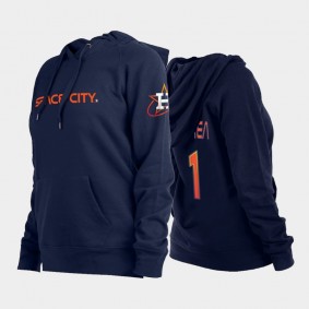 Women's 2022 City Connect Astros #1 Carlos Correa Pullover Navy Hoodie