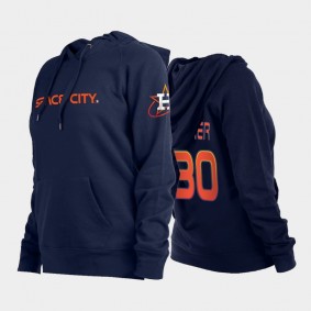 Women's 2022 City Connect Astros #30 Kyle Tucker Pullover Navy Hoodie