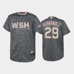 #29 Yadiel Hernandez 2022 City Connect Nationals Replica Bloom Gray Jersey