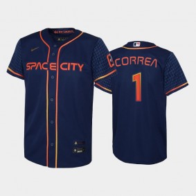 #1 Carlos Correa Youth 2022 City Connect Astros Replica Navy Jersey