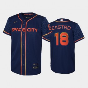 #18 Jason Castro Youth 2022 City Connect Astros Replica Navy Jersey